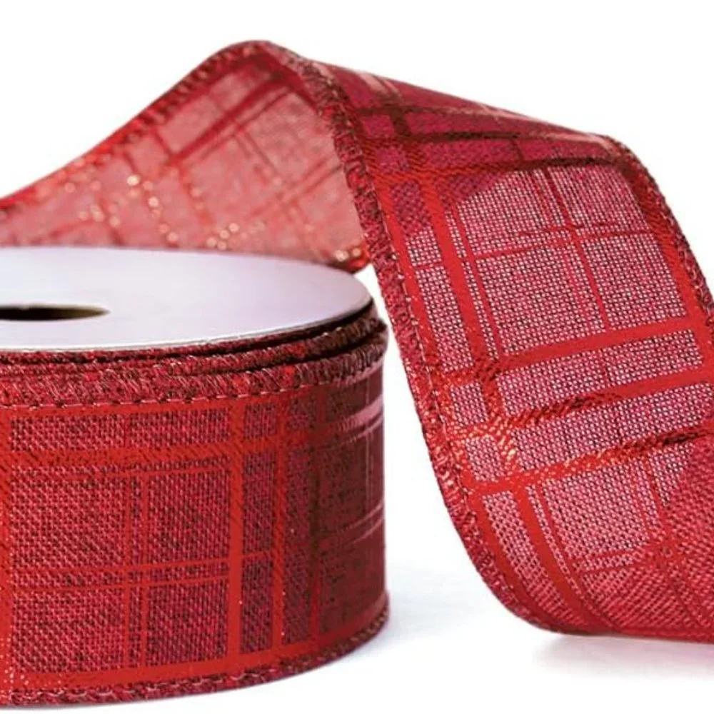 4 Rolls Burlap Wired Christmas Ribbon for Tree Plaid Ribbons Set - Picture 6 of 6